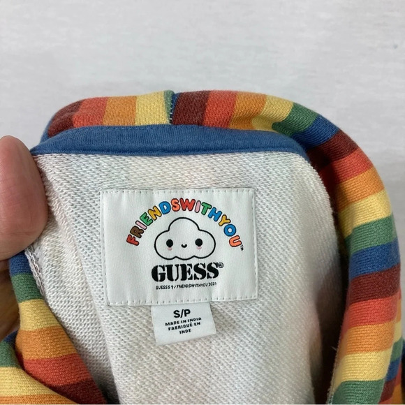 GUESS Originals x FriendsWithYou Striped Rainbow Hoodie size Small - Picture 4 of 12